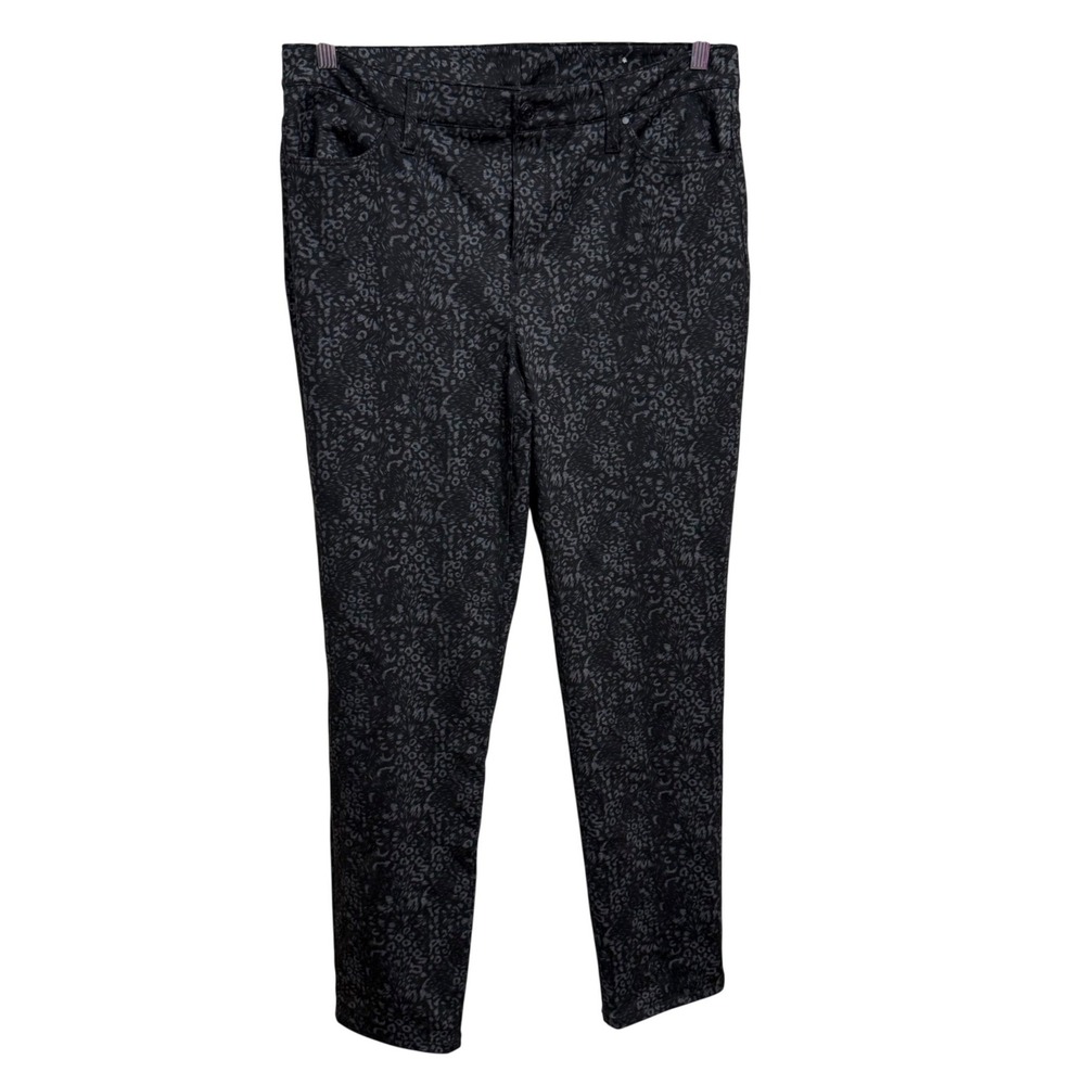 Chicos So Slimming Animal Print Pants Black Grey Size 8 1R Slim Leg Stretch